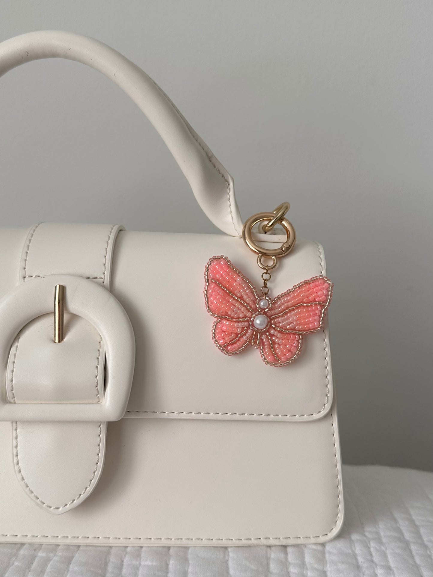 Peach Butterly Bag Charm
