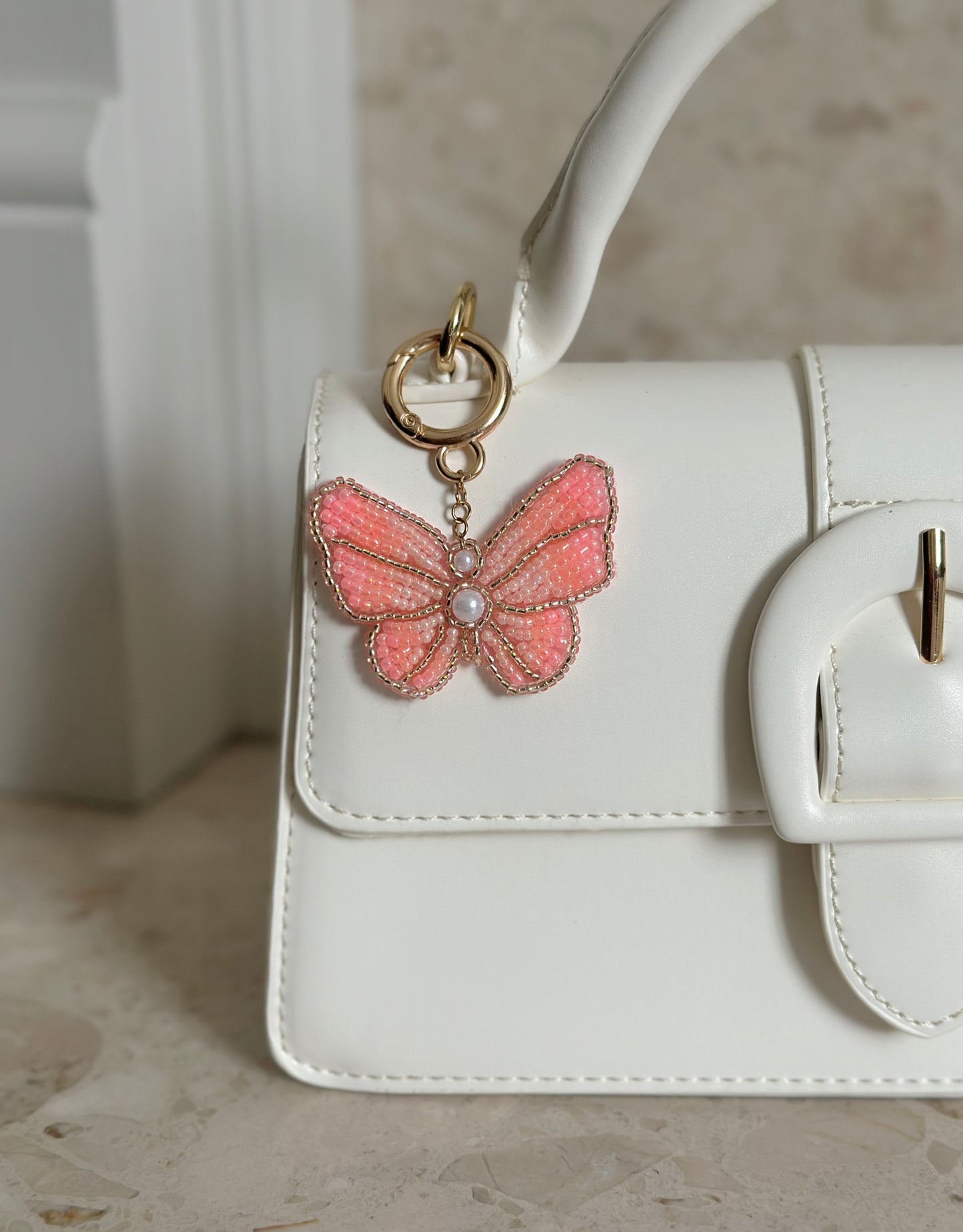 Peach Butterly Bag Charm