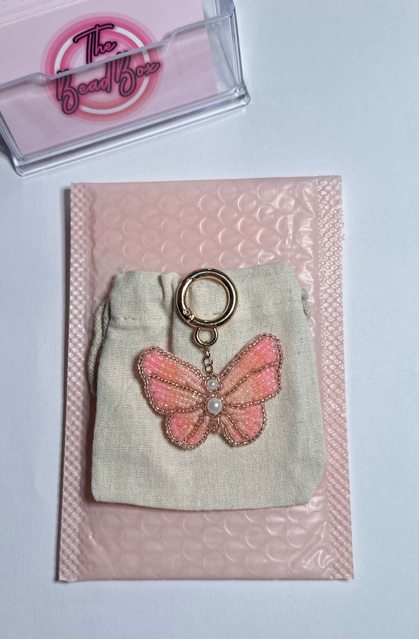 Peach Butterly Bag Charm